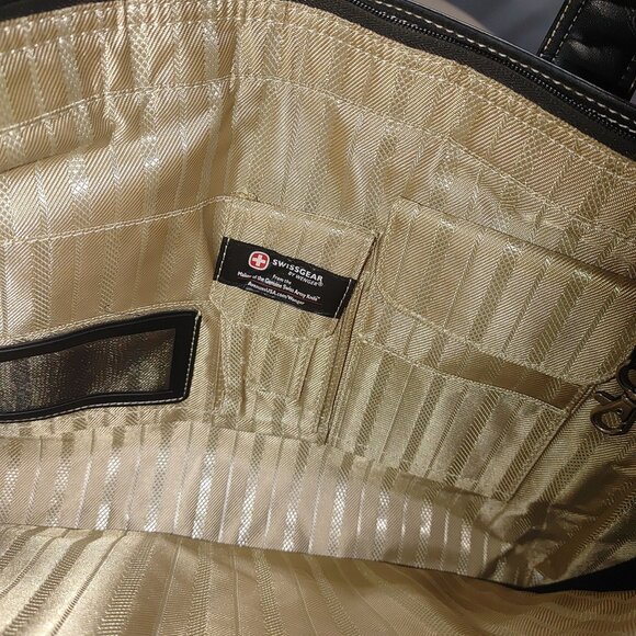 Swissgear Wenger Black Laptop Tote Bag Organizer Pockets Zipper Closure Organize - Picture 2 of 10